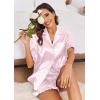 Ekouaer Satin Pajama Set for Women Button Down Silk 2 Piece Pj Sets Ruffle Short Sleeve Sleepwear(Pink Leopard)