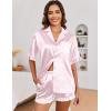 Ekouaer Satin Pajama Set for Women Button Down Silk 2 Piece Pj Sets Ruffle Short Sleeve Sleepwear(Pink Leopard)