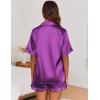Ekouaer Satin Pajama Set for Women Button Down Silk 2 Piece Pj Sets Ruffle Short Sleeve Sleepwear(Purple)