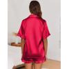 Ekouaer Satin Pajama Set for Women Button Down Silk 2 Piece Pj Sets Ruffle Short Sleeve Sleepwear(Red)
