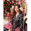 Ekouaer Silk Pajamas for Women Button Down Satin Pj Set Soft Long Sleeve 2 Piece Sleepwear Loungewear S-XXL(Black With Pink Hearts)