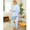 Ekouaer Silk Pajamas for Women Button Down Satin Pj Set Soft Long Sleeve 2 Piece Sleepwear Loungewear S-XXL(Blue-white Stripes)