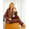 Ekouaer Silk Pajamas for Women Button Down Satin Pj Set Soft Long Sleeve 2 Piece Sleepwear Loungewear S-XXL(Brown)