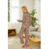 Ekouaer Silk Pajamas for Women Button Down Satin Pj Set Soft Long Sleeve 2 Piece Sleepwear Loungewear S-XXL(Brown Leopard)