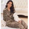 Ekouaer Silk Pajamas for Women Button Down Satin Pj Set Soft Long Sleeve 2 Piece Sleepwear Loungewear S-XXL(Brown Leopard)