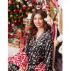 Ekouaer Silk Pajamas for Women Button Down Satin Pj Set Soft Long Sleeve 2 Piece Sleepwear Loungewear S-XXL(Christmas Black Print)