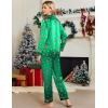 Ekouaer Silk Pajamas for Women Button Down Satin Pj Set Soft Long Sleeve 2 Piece Sleepwear Loungewear S-XXL(Christmas Green Print)