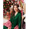 Ekouaer Silk Pajamas for Women Button Down Satin Pj Set Soft Long Sleeve 2 Piece Sleepwear Loungewear S-XXL(Dark Green)