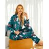 Ekouaer Silk Pajamas for Women Button Down Satin Pj Set Soft Long Sleeve 2 Piece Sleepwear Loungewear S-XXL(Green With White Floral)