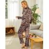Ekouaer Silk Pajamas for Women Button Down Satin Pj Set Soft Long Sleeve 2 Piece Sleepwear Loungewear S-XXL(Light Brown Leopard)