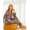 Ekouaer Silk Pajamas for Women Button Down Satin Pj Set Soft Long Sleeve 2 Piece Sleepwear Loungewear S-XXL(Light Brown Leopard)