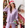 Ekouaer Silk Pajamas for Women Button Down Satin Pj Set Soft Long Sleeve 2 Piece Sleepwear Loungewear S-XXL(Lilac)