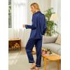 Ekouaer Silk Pajamas for Women Button Down Satin Pj Set Soft Long Sleeve 2 Piece Sleepwear Loungewear S-XXL(Navy)