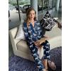 Ekouaer Silk Pajamas for Women Button Down Satin Pj Set Soft Long Sleeve 2 Piece Sleepwear Loungewear S-XXL(Navy Zebra)
