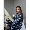 Ekouaer Silk Pajamas for Women Button Down Satin Pj Set Soft Long Sleeve 2 Piece Sleepwear Loungewear S-XXL(Navy Zebra)