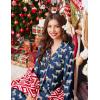 Ekouaer Silk Pajamas for Women Button Down Satin Pj Set Soft Long Sleeve 2 Piece Sleepwear Loungewear S-XXL(Navy Zebra)