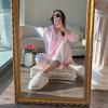 Ekouaer Silk Pajamas for Women Button Down Satin Pj Set Soft Long Sleeve 2 Piece Sleepwear Loungewear S-XXL(Pink Striped)