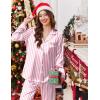Ekouaer Silk Pajamas for Women Button Down Satin Pj Set Soft Long Sleeve 2 Piece Sleepwear Loungewear S-XXL(Pink Striped)