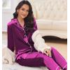 Ekouaer Silk Pajamas for Women Button Down Satin Pj Set Soft Long Sleeve 2 Piece Sleepwear Loungewear S-XXL(Pitaya Purple)