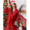 Ekouaer Silk Pajamas for Women Button Down Satin Pj Set Soft Long Sleeve 2 Piece Sleepwear Loungewear S-XXL(Red)