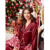 Ekouaer Silk Pajamas for Women Button Down Satin Pj Set Soft Long Sleeve 2 Piece Sleepwear Loungewear S-XXL(Wine)