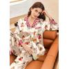 Ekouaer Silk Pajamas for Women Long Sleeve Satin Pajama Set Silky Pj Sets 2 Piece Button Down Loungewear Sleepwear(Animal Different Dogs)