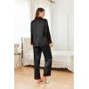 Ekouaer Silk Pajamas for Women Long Sleeve Satin Pajama Set Silky Pj Sets 2 Piece Button Down Loungewear Sleepwear(Black)