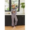 Ekouaer Silk Pajamas for Women Long Sleeve Satin Pajama Set Silky Pj Sets 2 Piece Button Down Loungewear Sleepwear(Black Pink Stripes)