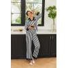 Ekouaer Silk Pajamas for Women Long Sleeve Satin Pajama Set Silky Pj Sets 2 Piece Button Down Loungewear Sleepwear(Black Stripes)