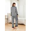Ekouaer Silk Pajamas for Women Long Sleeve Satin Pajama Set Silky Pj Sets 2 Piece Button Down Loungewear Sleepwear(Black Stripes)