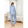 Ekouaer Silk Pajamas for Women Long Sleeve Satin Pajama Set Silky Pj Sets 2 Piece Button Down Loungewear Sleepwear(Blue Stripes)
