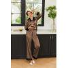 Ekouaer Silk Pajamas for Women Long Sleeve Satin Pajama Set Silky Pj Sets 2 Piece Button Down Loungewear Sleepwear(Brown)