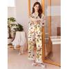 Ekouaer Silk Pajamas for Women Long Sleeve Satin Pajama Set Silky Pj Sets 2 Piece Button Down Loungewear Sleepwear(Champagne Fruit and Puppy)