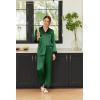 Ekouaer Silk Pajamas for Women Long Sleeve Satin Pajama Set Silky Pj Sets 2 Piece Button Down Loungewear Sleepwear(Dark Green)