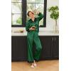 Ekouaer Silk Pajamas for Women Long Sleeve Satin Pajama Set Silky Pj Sets 2 Piece Button Down Loungewear Sleepwear(Dark Green)