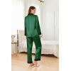 Ekouaer Silk Pajamas for Women Long Sleeve Satin Pajama Set Silky Pj Sets 2 Piece Button Down Loungewear Sleepwear(Dark Green)