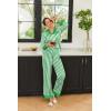 Ekouaer Silk Pajamas for Women Long Sleeve Satin Pajama Set Silky Pj Sets 2 Piece Button Down Loungewear Sleepwear(Green Stripes)