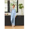 Ekouaer Silk Pajamas for Women Long Sleeve Satin Pajama Set Silky Pj Sets 2 Piece Button Down Loungewear Sleepwear(Light Blue)
