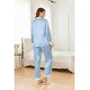 Ekouaer Silk Pajamas for Women Long Sleeve Satin Pajama Set Silky Pj Sets 2 Piece Button Down Loungewear Sleepwear(Light Blue)