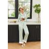 Ekouaer Silk Pajamas for Women Long Sleeve Satin Pajama Set Silky Pj Sets 2 Piece Button Down Loungewear Sleepwear(Light Green)