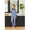 Ekouaer Silk Pajamas for Women Long Sleeve Satin Pajama Set Silky Pj Sets 2 Piece Button Down Loungewear Sleepwear(Navy Blue Stripes)