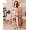Ekouaer Silk Pajamas for Women Long Sleeve Satin Pajama Set Silky Pj Sets 2 Piece Button Down Loungewear Sleepwear(Pink Fruit Puppy-pineapple、grape and Banana)