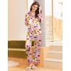 Ekouaer Silk Pajamas for Women Long Sleeve Satin Pajama Set Silky Pj Sets 2 Piece Button Down Loungewear Sleepwear(Pink Fruit Puppy-pineapple、grape and Banana)