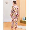 Ekouaer Silk Pajamas for Women Long Sleeve Satin Pajama Set Silky Pj Sets 2 Piece Button Down Loungewear Sleepwear(Pink Fruit Puppy-pineapple、grape and Banana)