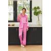 Ekouaer Silk Pajamas for Women Long Sleeve Satin Pajama Set Silky Pj Sets 2 Piece Button Down Loungewear Sleepwear(Pink Leopard)
