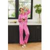 Ekouaer Silk Pajamas for Women Long Sleeve Satin Pajama Set Silky Pj Sets 2 Piece Button Down Loungewear Sleepwear(Pink Leopard)