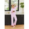 Ekouaer Silk Pajamas for Women Long Sleeve Satin Pajama Set Silky Pj Sets 2 Piece Button Down Loungewear Sleepwear(Pink Stripes)