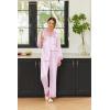 Ekouaer Silk Pajamas for Women Long Sleeve Satin Pajama Set Silky Pj Sets 2 Piece Button Down Loungewear Sleepwear(Pink Stripes)