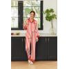 Ekouaer Silk Pajamas for Women Long Sleeve Satin Pajama Set Silky Pj Sets 2 Piece Button Down Loungewear Sleepwear(Red Stripes)