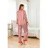 Ekouaer Silk Pajamas for Women Long Sleeve Satin Pajama Set Silky Pj Sets 2 Piece Button Down Loungewear Sleepwear(Red Stripes)